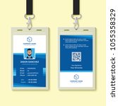 blue employee id card design... | Shutterstock .eps vector #1055358329