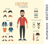 hipster character with hipster... | Shutterstock .eps vector #681073063