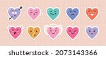 vector hearts stickers with... | Shutterstock .eps vector #2073143366
