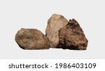 realistic stone Used for editing photos, videos with a white background 3D rendering.