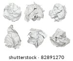 collection of various paper ball on white background. each one is shot separately
