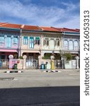 Small photo of singapore, august 22 2022, Singapore, Historical buildings in Joo Chiat Road district