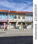 Small photo of singapore, august 22 2022, Singapore, Historical buildings in Joo Chiat Road district