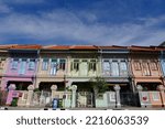 Small photo of singapore, august 22 2022, singapore historical buildings in joo chiat road district.