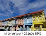 Small photo of singapore, august 22 2022, singapore historical buildings in joo chiat road district.