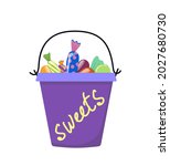 halloween pail with candies ... | Shutterstock .eps vector #2027680730