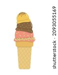 Colorful Ice Cream. Waffle Soft ...