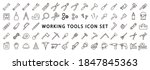 Big Set of Working Tools Icon (Thin Line Version)