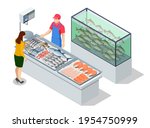 isometric fresh fish and... | Shutterstock .eps vector #1954750999
