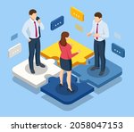 isometric people connecting... | Shutterstock .eps vector #2058047153