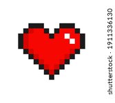 red  pixelated heart. pixel.... | Shutterstock .eps vector #1911336130