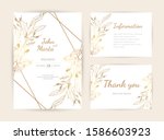 wedding invitation with gold... | Shutterstock .eps vector #1586603923