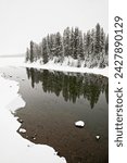Small photo of Malign river and malign lake in winter, jasper national park, unesco world heritage site, alberta, canada, north america