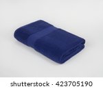 Blue Towel isolated on gray background