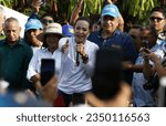 Small photo of Venezuela-Maracaibo-08112023. Venezuelans received the candidate for the opposition primary elections, Maria Corina Machado, this Friday, August 11, in the populous sector of Santa Lucia