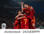 Small photo of Rome, Italy 5th February 2024: Leandro Paredes of AS Roma gestures during the Italian Serie A 2023-24 football match between AS Roma vs Cagliari Calcio at the Olimpico Stadium