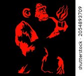 red colour bansky monkey... | Shutterstock . vector #2054893709
