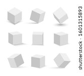 white cubes set. 3d abstract... | Shutterstock . vector #1601315893