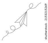 continuous one line paper plane.... | Shutterstock .eps vector #2153215269