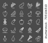 fruit and vegetables icon set.... | Shutterstock .eps vector #705106510