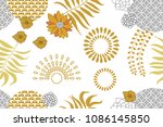 golden and silver floral... | Shutterstock .eps vector #1086145850
