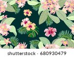 blooming summer paradise.... | Shutterstock .eps vector #680930479