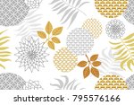 golden and silver floral... | Shutterstock .eps vector #795576166