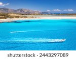 Speed boat in transparent blue...