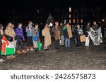 Small photo of Dublin, Ireland - February 16 2024 Protesters gather at Trinity College ahead of a US Senator Bernie Sanders event, demanding him to call for a ceasefire in Palestine, and to recognise the genocide