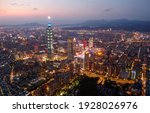 Aerial View Of Downtown Taipei...