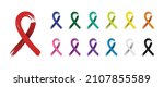 cancer ribbon. hand drawn paint ... | Shutterstock .eps vector #2107855589