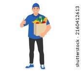  grocery delivery. vector flat... | Shutterstock .eps vector #2160412613