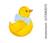 Yellow Duck With Bow  Hand...