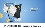 bill of expenses is on mobile... | Shutterstock .eps vector #2127341120