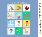 flat 12 days of christmas... | Shutterstock .eps vector #2113561919