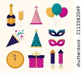 flat new years eve elements set ... | Shutterstock .eps vector #2113582049