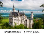 Summer landscape - view of the famous tourist attraction in the Bavarian Alps - the 19th century Neuschwanstein castle.