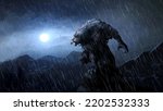 A Werewolf Stands On A Rock And ...