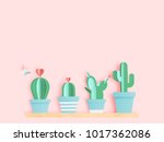 cactus in paper art style or... | Shutterstock .eps vector #1017362086