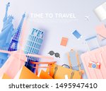 various travel attractions in... | Shutterstock .eps vector #1495947410
