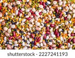 Mixed color pulses - legumes on a white background.