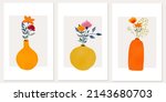 hand drawn boho botanical wall... | Shutterstock .eps vector #2143680703