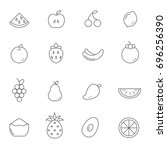 fruits line icons | Shutterstock .eps vector #696256390