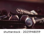 Macro photo of screws. set of...