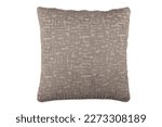 Square throw pillows, gray suede fabric pillows, isolated white background	