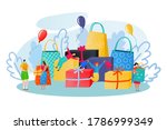 shopping gifts people vector... | Shutterstock .eps vector #1786999349