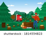 Lumberjack With Woodcutter In...