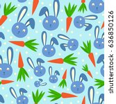 happy adorable rabbit cartoon... | Shutterstock .eps vector #636850126