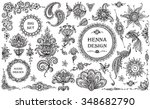 big vector set of henna floral... | Shutterstock .eps vector #348682790