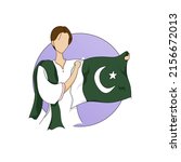 Illustration of women bring the pakistan flag suitable for celebrate independence day or other